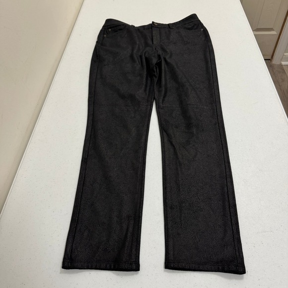 NYDJ Pants - NYDJ Black Faux‎ Leather Textured Leggings Lift Tuck Technology Size 10 Slimming